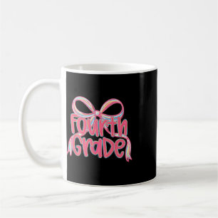 Preppy Ck To School 4th Grade Pink Coquette Bow Gi Coffee Mug