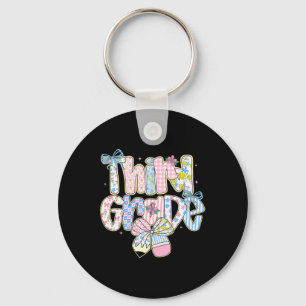 Preppy Ck To School Floral 3rd Grade Coquette Girl Keychain