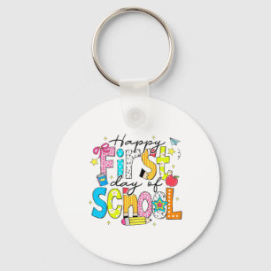 Preppy Ck To School Happy First Day Of School Retr Keychain