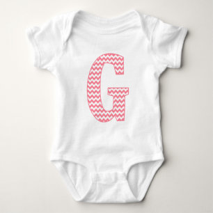 Preppy Classic Pink Chevron Letter G Monogram Baby Bodysuit