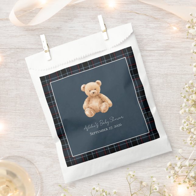 Preppy Classic Teddy Bear Baby Shower  Favour Bag (Clipped)
