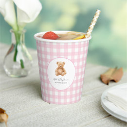 Preppy Classic Teddy Bear Baby Shower Paper Cups