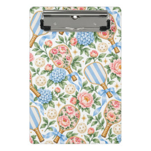Preppy Coastal Chic Pickleball Blue & Blush Pink Mini Clipboard