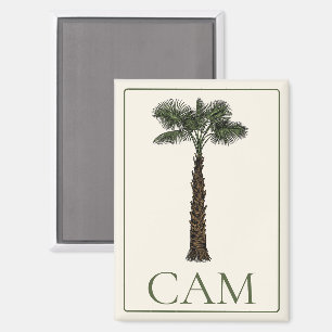 Preppy Coastal Palm Tree Monogram Magnet