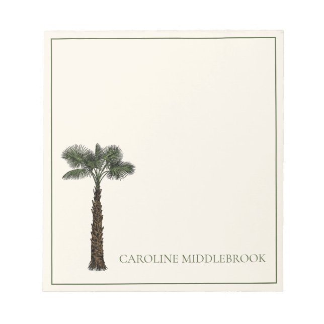 Preppy Coastal Palm Tree Personalized Notepad (Front)