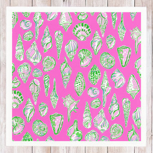 Preppy Coastal Seashells / Beach Party Pink Napkin