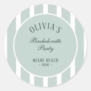 Preppy Coastal Stripe Bachelorette Party Classic Round Sticker