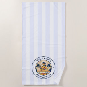 Preppy Coastal Tinis & Bikinis Personalized Beach Towel