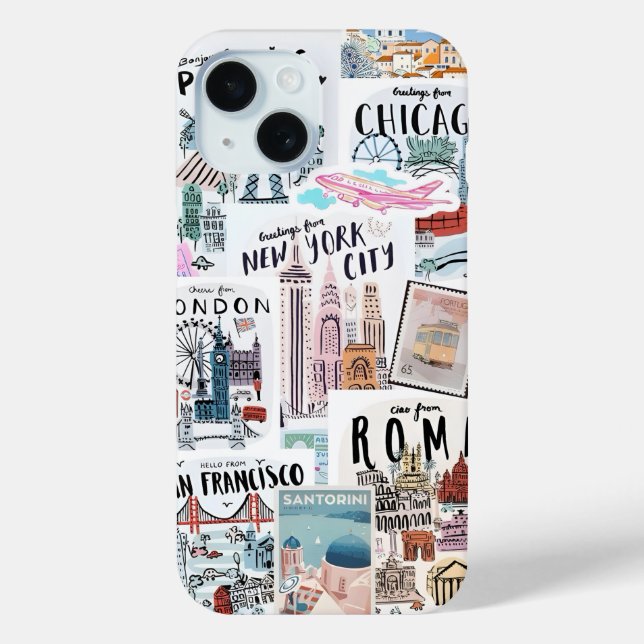 Preppy Collage, Trendy Summer Collage Phone case (Back)