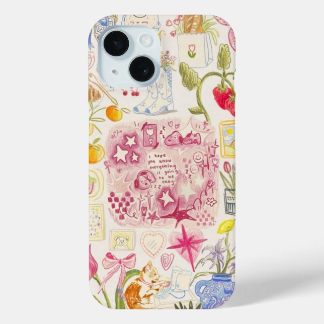 Preppy Collage, Trendy Summer Collage Phone case (Back)