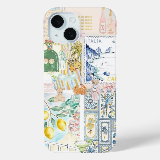 Preppy Collage, Trendy Summer Collage Phone case (Back)