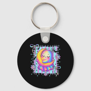 Preppy Colourful Coquette Bow Ghost Boo Girl Spook Keychain