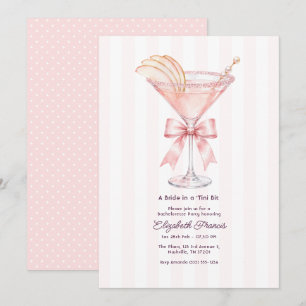 Preppy Coquette A Bride in a Tini Bit Bachelorette Invitation