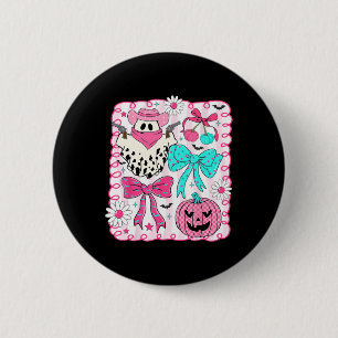 Preppy Coquette Boo Haw Western Ghosts Cowboy Hall 2 Inch Round Button