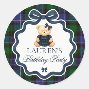 Preppy Coquette Bow Bear Birthday Envelope Seal