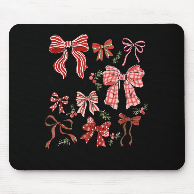 Preppy Coquette Bow Deck The Halls With Bows And H Mouse Pad (Front)