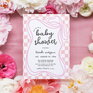 Preppy Coquette Bow Girls Baby Shower Invitation