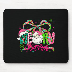 Preppy Coquette Bow Merry Christmas Santa Xmas Fam Mouse Pad