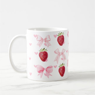 Preppy Coquette Bow Mug fraise rose fille
