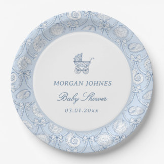 Preppy Coquette Coastal Baby Shower Paper Plate