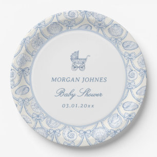 Preppy Coquette Coastal Baby Shower Paper Plate