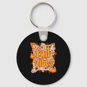 Preppy Coquette Fall Vibes Floral Pumpkin Autumn C Keychain