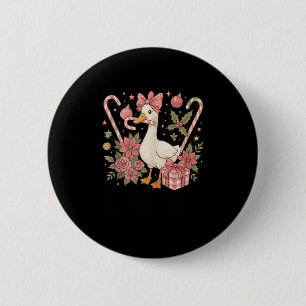 Preppy Coquette Goose Christmas 2025 Family Matchi 2 Inch Round Button