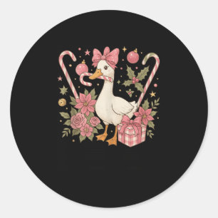 Preppy Coquette Goose Christmas 2025 Family Matchi Classic Round Sticker