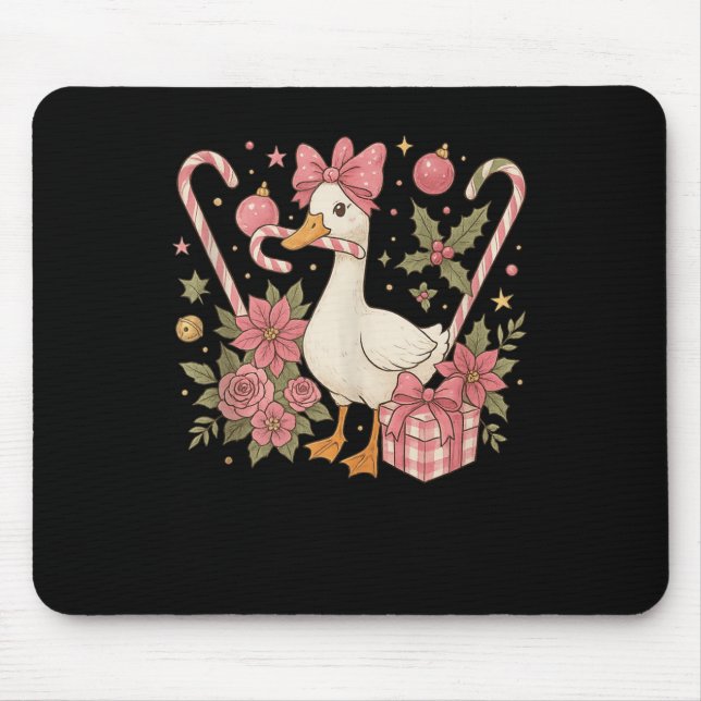 Preppy Coquette Goose Christmas 2025 Family Matchi Mouse Pad (Front)