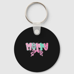 Preppy Coquette Merry Bow Vintage Retro Christmas Keychain