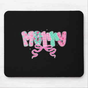 Preppy Coquette Merry Bow Vintage Retro Christmas  Mouse Pad