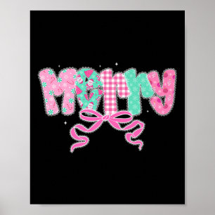 Preppy Coquette Merry Bow Vintage Retro Christmas  Poster
