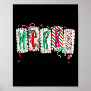 Preppy Coquette Merry Christmas Coquette Bow Girl  Poster