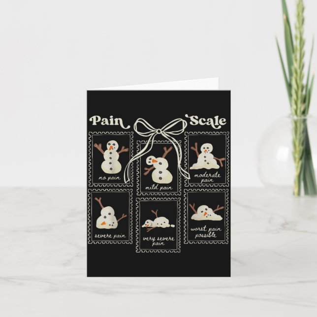 Preppy Coquette Pain Scale Stamps Snowmen Trauma E Card (Front)