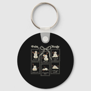Preppy Coquette Pain Scale Stamps Snowmen Trauma E Keychain
