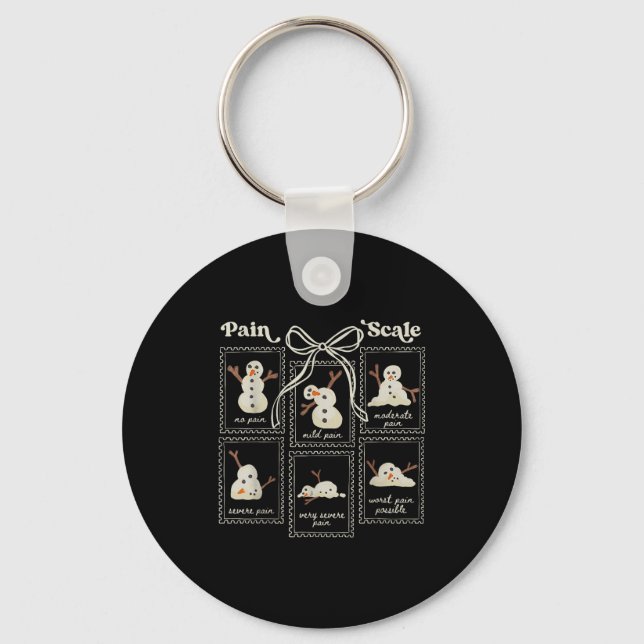 Preppy Coquette Pain Scale Stamps Snowmen Trauma E Keychain (Front)