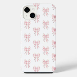 Preppy Coquette Pink Bow Pattern iPhone 14 Plus Case
