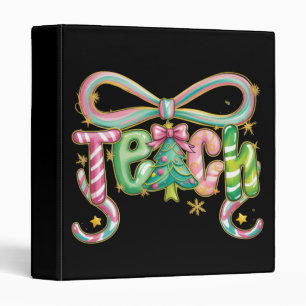 Preppy Coquette Teach Christmas Teacher Holiday  Binder