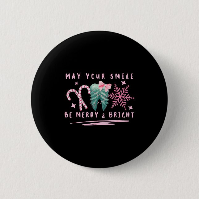 Preppy Coquette Teeth May Your Smile Be Merry And  2 Inch Round Button (Front)