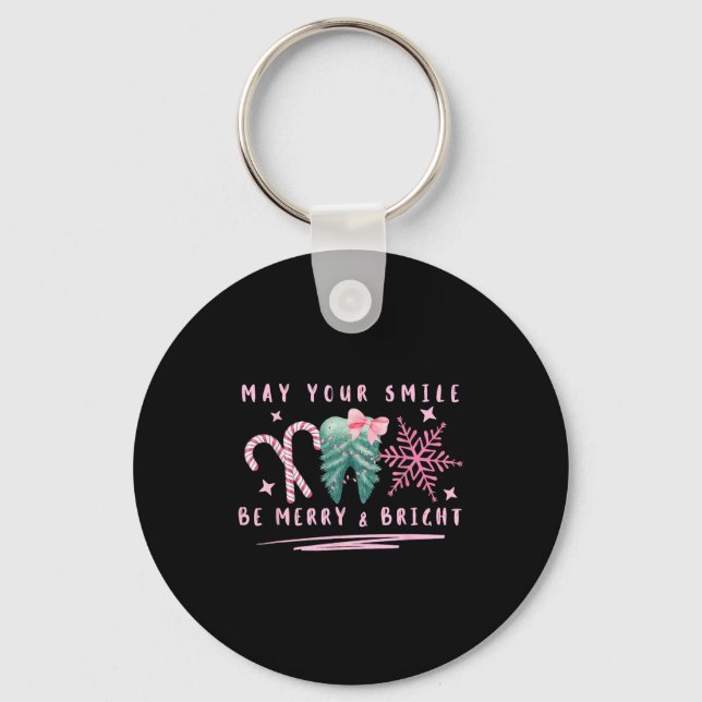 Preppy Coquette Teeth May Your Smile Be Merry And  Keychain (Front)