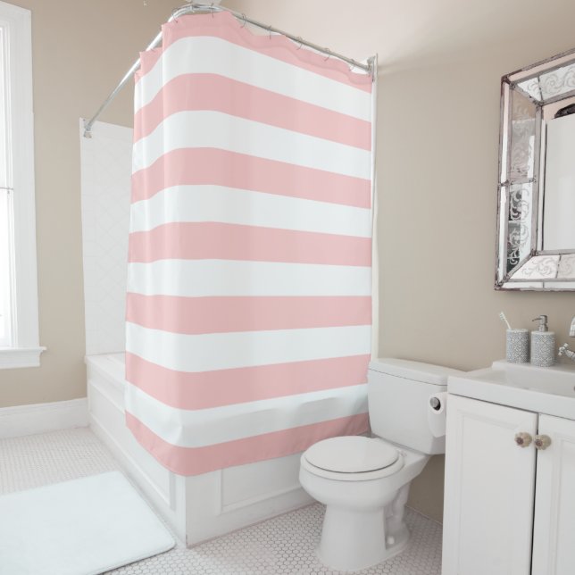 Preppy Coral Pink & White Stripes (In Situ)