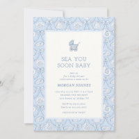 Preppy Couquette Coastal Baby Shower Invitation