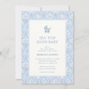 Preppy Couquette Coastal Baby Shower Invitation