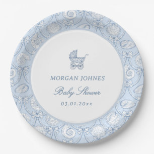 Preppy Couquette Coastal Baby Shower Paper Plate