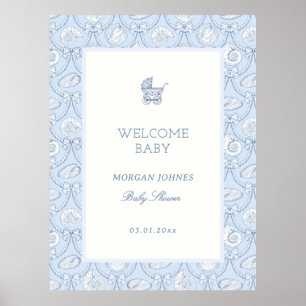 Preppy Couquette Coastal Baby Shower Welcome Poster