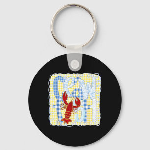 Preppy Crawfish Season Funny Louisiana Seafood Men Keychain