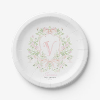 Preppy Crest Baby Shower Invitation Paper Plate