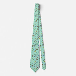 Preppy Croquet Hand-Drawn Whimsical Vintage Green Tie