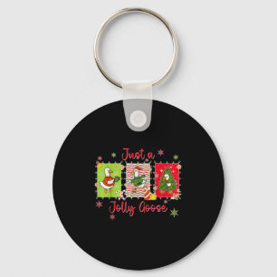 Preppy Cute Just A Jolly Goose Merry Goosemas Chri Keychain