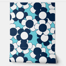 Preppy Daisy Allover Bloom – Navy & Turquoise